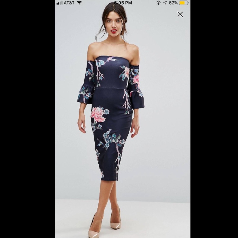 True violet off the shoulder dress